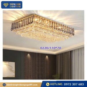 Đèn mâm ốp trần pha lê hình chữ nhật 0220