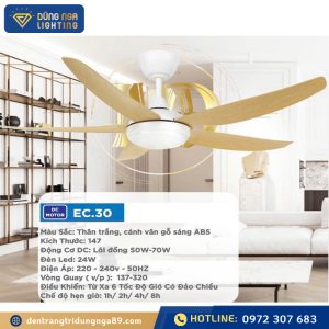 Quạt 5 cánh vân gỗ sáng EC-30