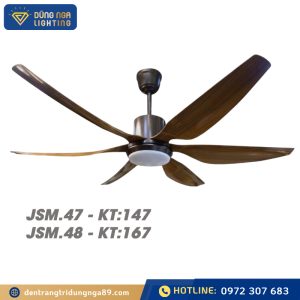 Quạt trần 6 cánh vân gỗ cafe JSM47- 48
