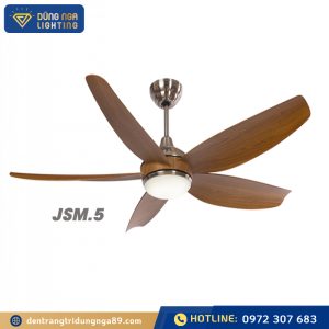 Quạt trần 5 cánh thân bạc,cánh vân gỗ JSM.5