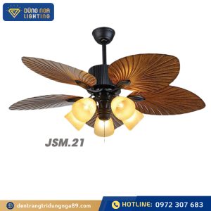 Quạt đèn 5 cánh vân gỗ ,thân đen JSM.21