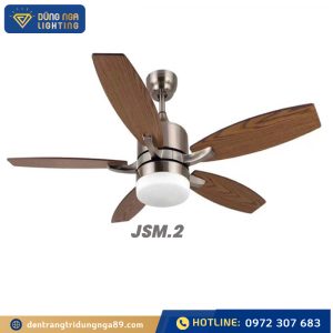 Quạt trần 5 cánh vân gỗ, thân màu bạc JSM.2