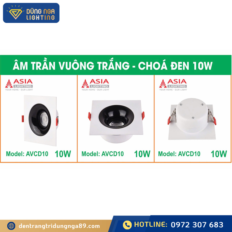 Âm trần vuông thân trắng – Chóa đen